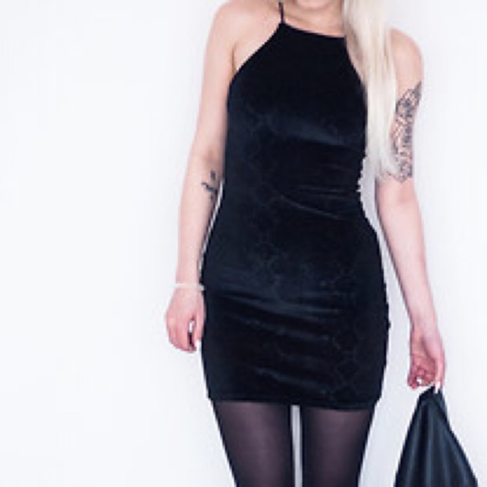 Black Suede Snake print Body Con dress